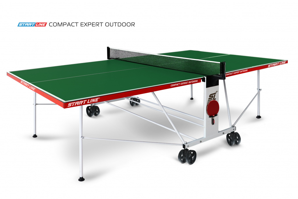 Start Line Compact EXPERT Outdoor 4 Зелёный из каталога влагостойких теннисных столов в Перми по цене 44590 ₽