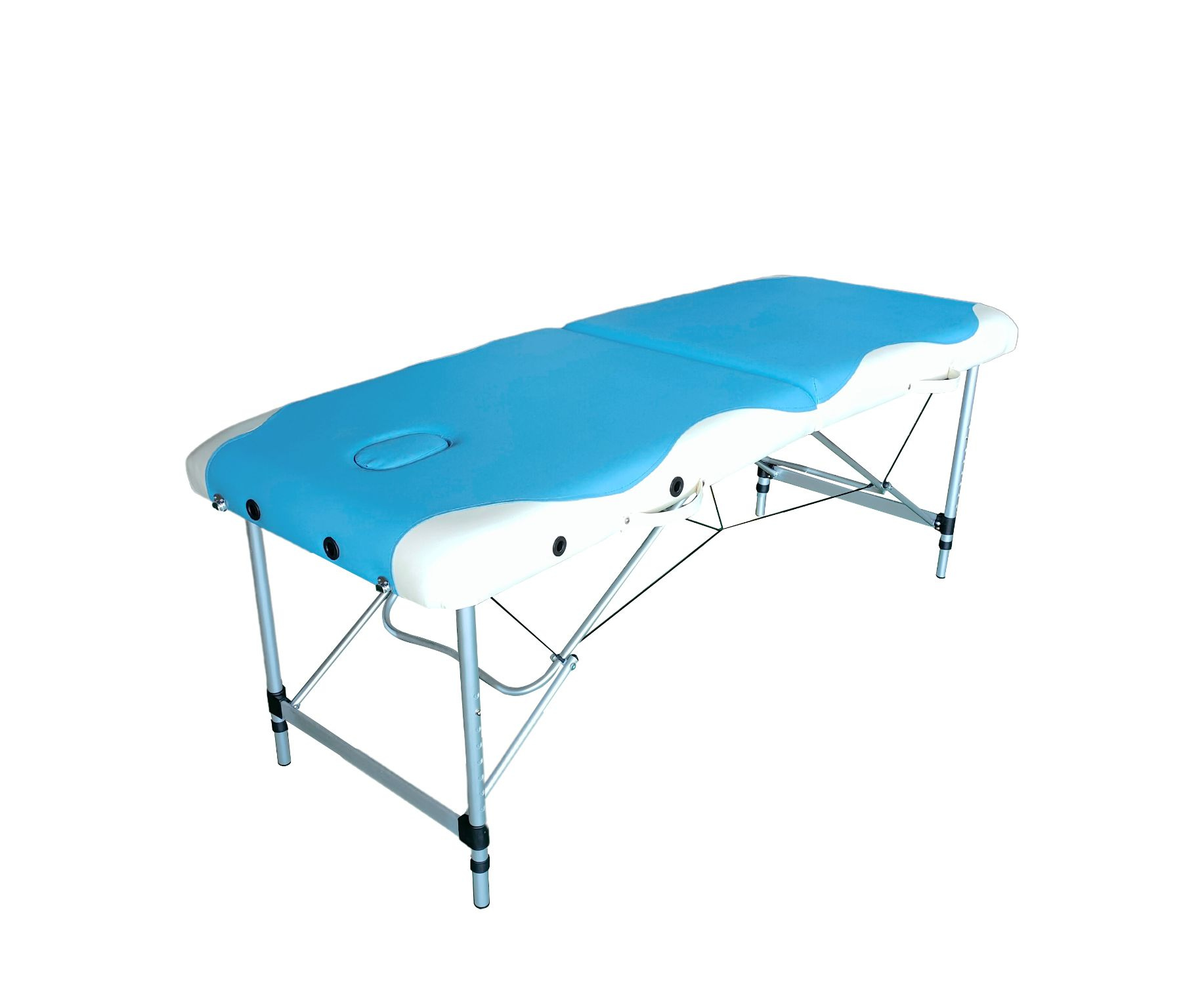Складной массажный стол DFC Nirvana Elegant Deluxe, цвет голубой с бежевым