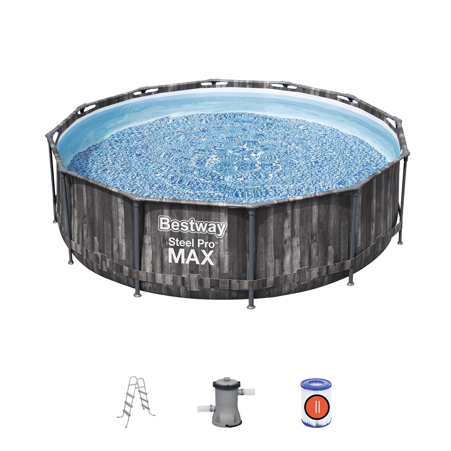 Bestway Steel Pro Max  5614X BW (серый) из каталога каркасных бассейнов в Перми по цене 43485 ₽