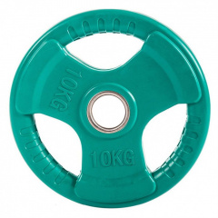 Profi Fit 3 HANDLE 10 кг обрезиненный (с хватами) из каталога дисков для штанги с посадочным диаметром 50 мм. в Перми по цене 4930 ₽