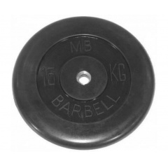 Диск для штанги обрезиненный MB Barbell (металлическая втулка) 15 кг / диаметр 51 мм в Перми по цене 5820 ₽