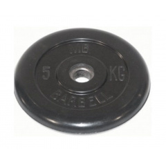 Диск для штанги обрезиненный MB Barbell (металлическая втулка) 5 кг / диаметр 51 мм в Перми по цене 2898 ₽