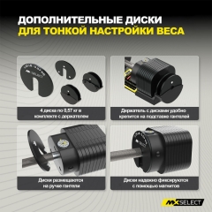 0.57 кг, 4 шт с держателем (дополнительные веса) в Перми по цене 9400 ₽ в категории разборные (наборные) гантели MX Select