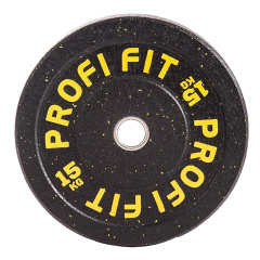 Profi Fit бамперный черный 15 кг из каталога дисков для штанги с посадочным диаметром 50 мм. в Перми по цене 11450 ₽